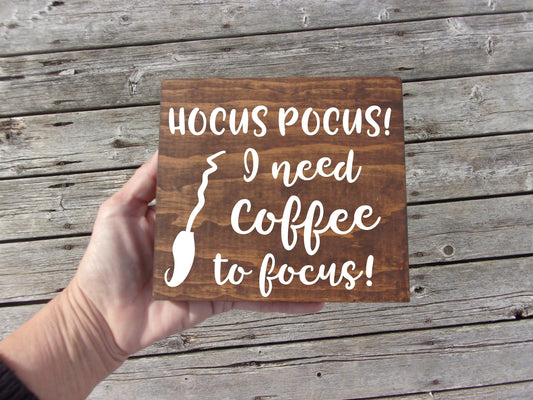 Hocus Pocus I need coffee to focus, office Halloween decor, funny Halloween signs, Halloween kitchen decor, tiered tray decor Halloween