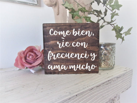 Spanish kitchen decor, Spanish kitchen signs, Spanish decor, Spanish art, Eat well laugh often love much, Mexican kitchen decor