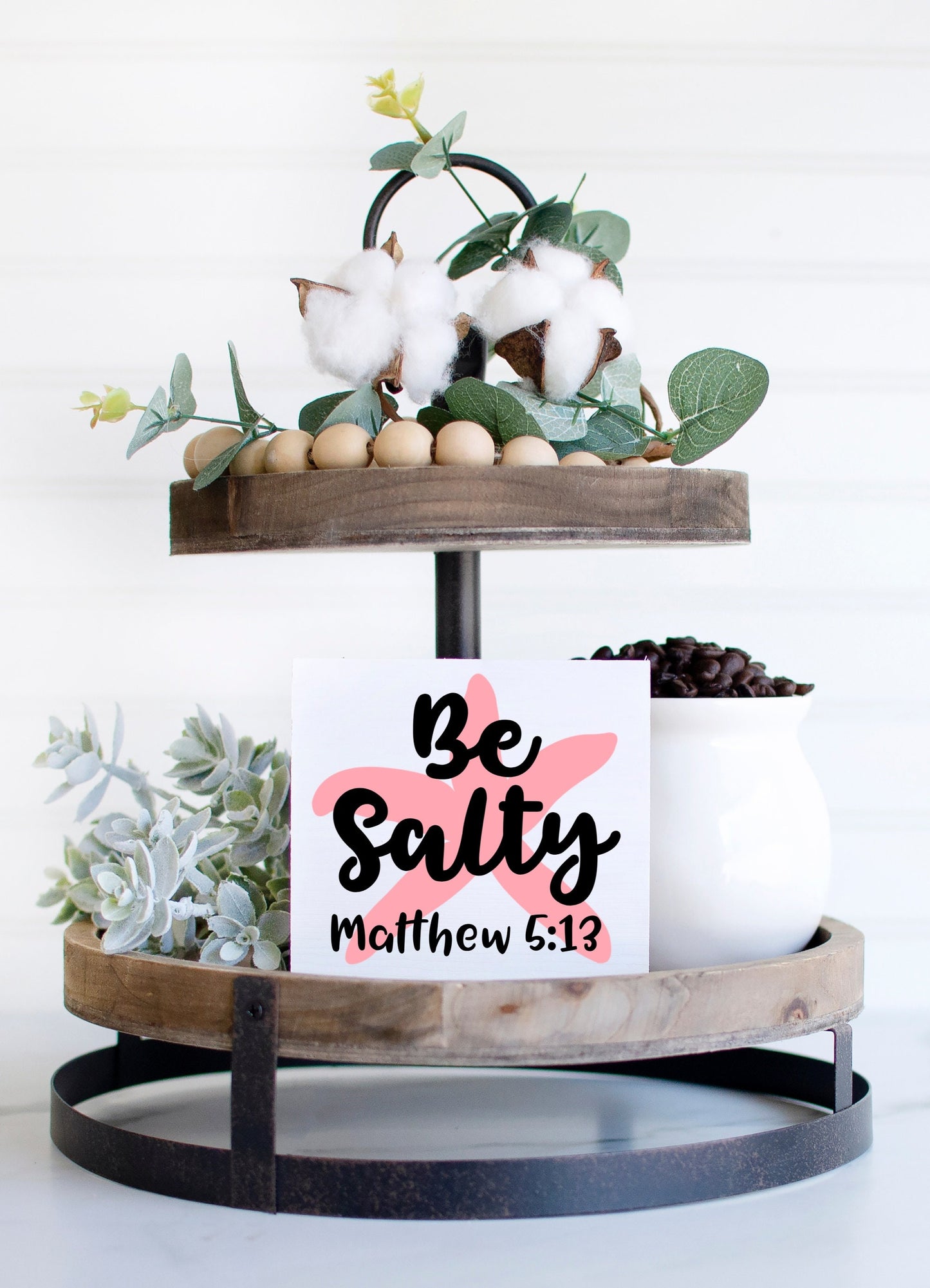 Be Salty sign, Matthew 5 13, beach decor, beach gifts, religious, christian, coastal decor, tiered tray decor beach, ocean decor,shore decor