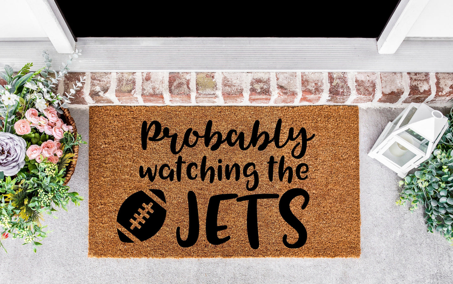 Probably watching the Jets door sign, Jets gifts, football, new york, jets, New York city,ny,jets sign, door mat, NY, new york