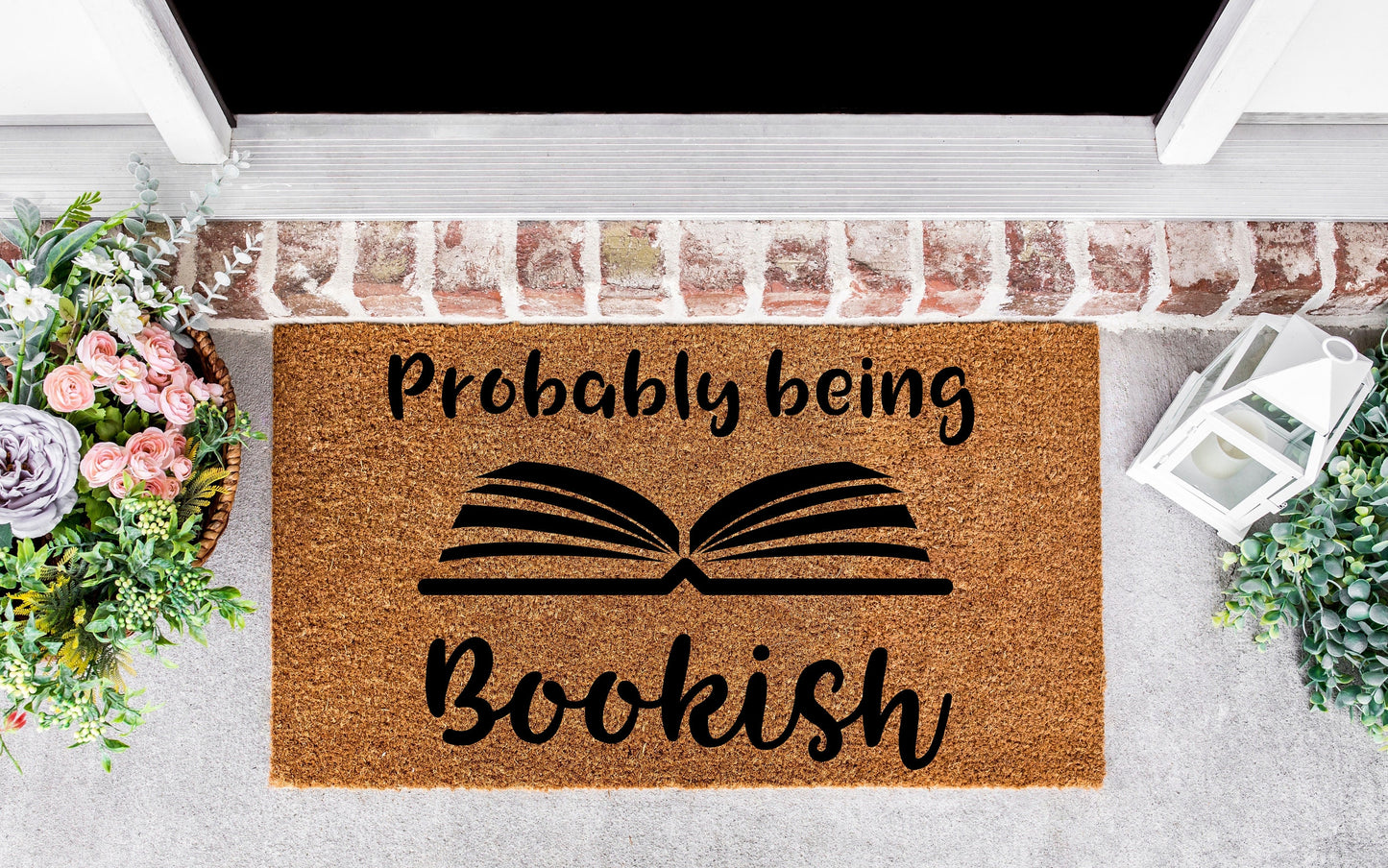 Probably being bookish gifts, bookish doormat, book lover gift, book lover gifts for women, for her, book lover gift ideas. bookworm gift
