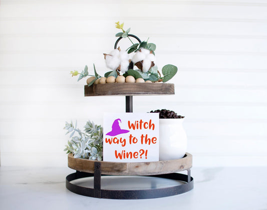 Witch way to the wine sign, Funny Halloween party signs, Funny witch decor, halloween party decorations, wine lover gift, Halloween bar sign
