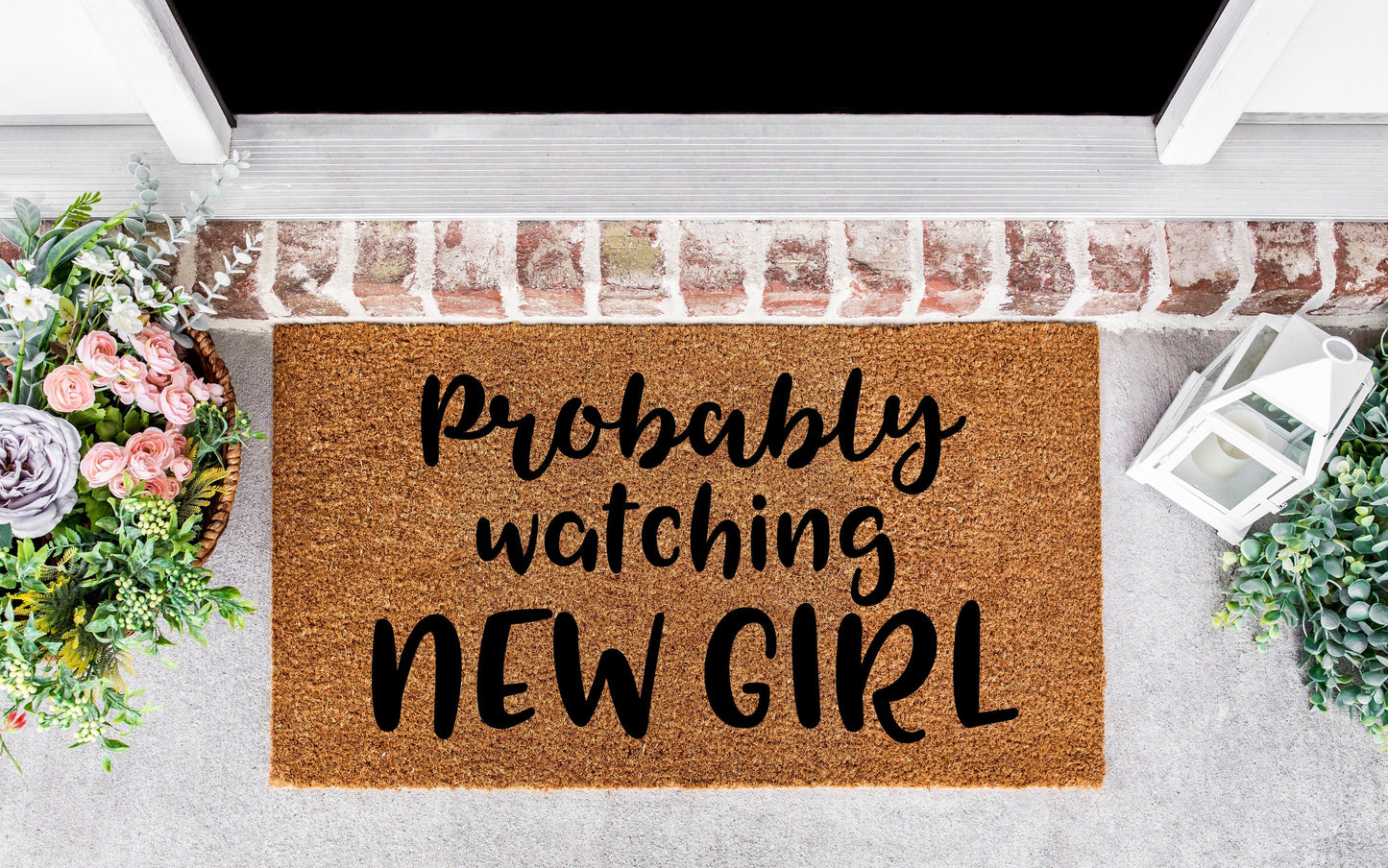 Probably watching New Girl, New Girl Nick Miller,New girl nick, New Girl Schmidt, New Girl Tv show gift, New Girl tv show decor,doormat