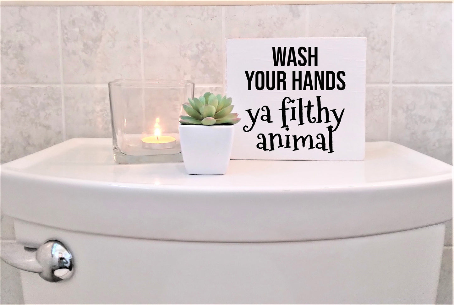 Wash your hand ya filthy animal sign,funny bathroom signs, funny powder room signs, wash your hands sign, mini signs for bathroom,Home Alone