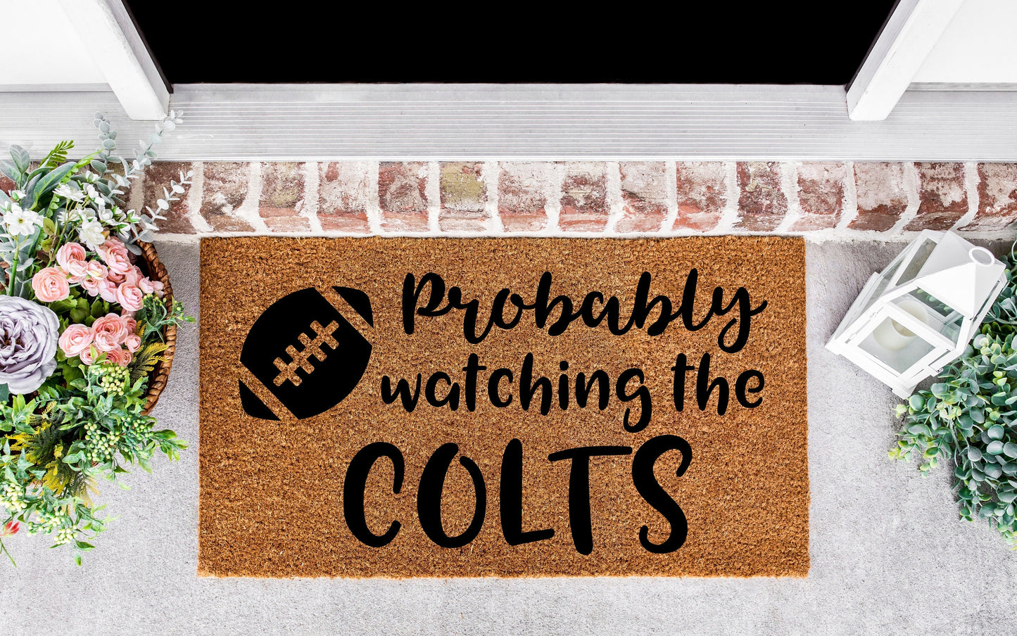Probably watching the Colts doormat, Indianapolis,Colts, colts ,football, Indiana, colts gifts, Indianapolis Indiana,colts,gifts for women