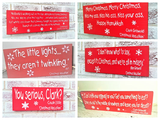 Clark Griswold, Christmas Vacation sign, jolliest bunch,Ellen Griswold, shitters full, Cousin Eddie, You serious Clark, Rant,Christmas party
