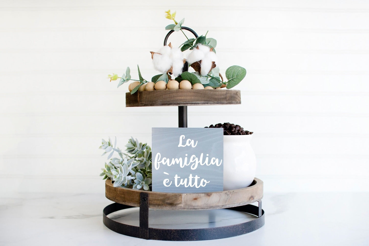La Famiglia e Tutto sign, mini tiered tray decor, mini Italian signs, Italian kitchen decor, Italian kitchen signs, Italian gifts, tuscan