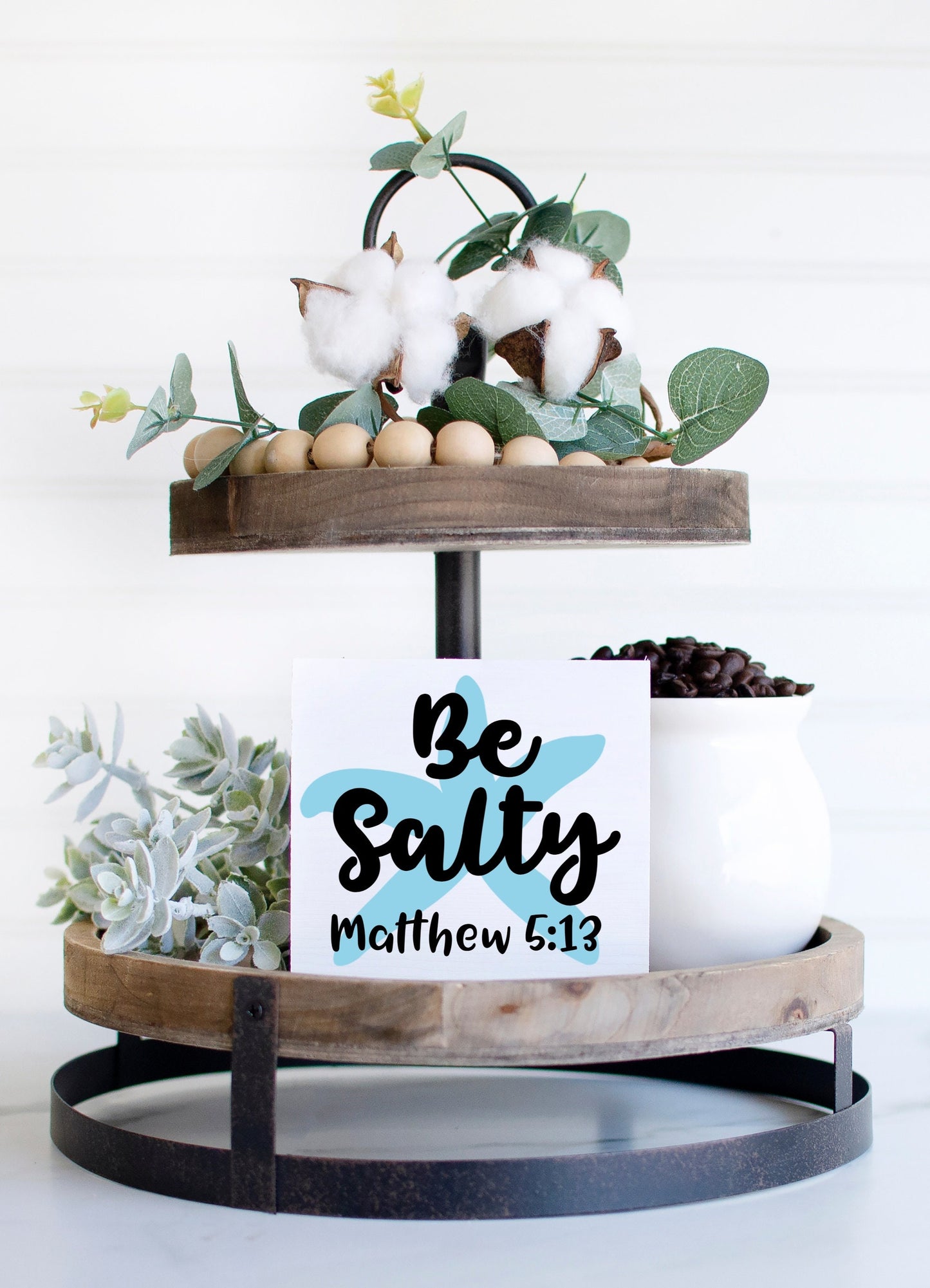 Be Salty sign, Matthew 5 13, beach decor, beach gifts, religious, christian, coastal decor, tiered tray decor beach, ocean decor,shore decor