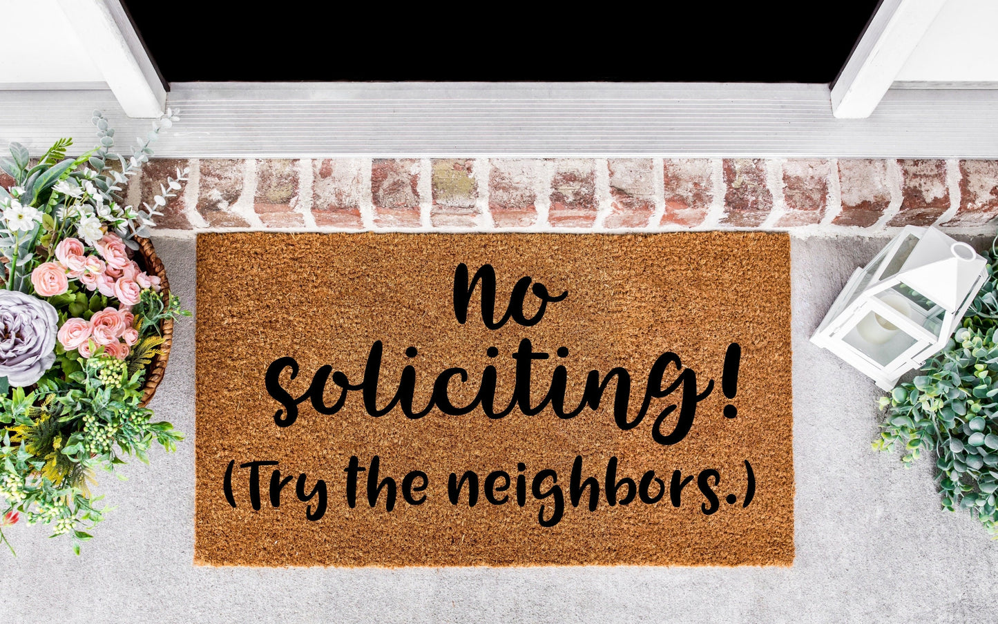 Funny no soliciting door mat, no soliciting neighbors door mat, funny doormats, funny housewarming gifts, funny new house gift,cute doormats