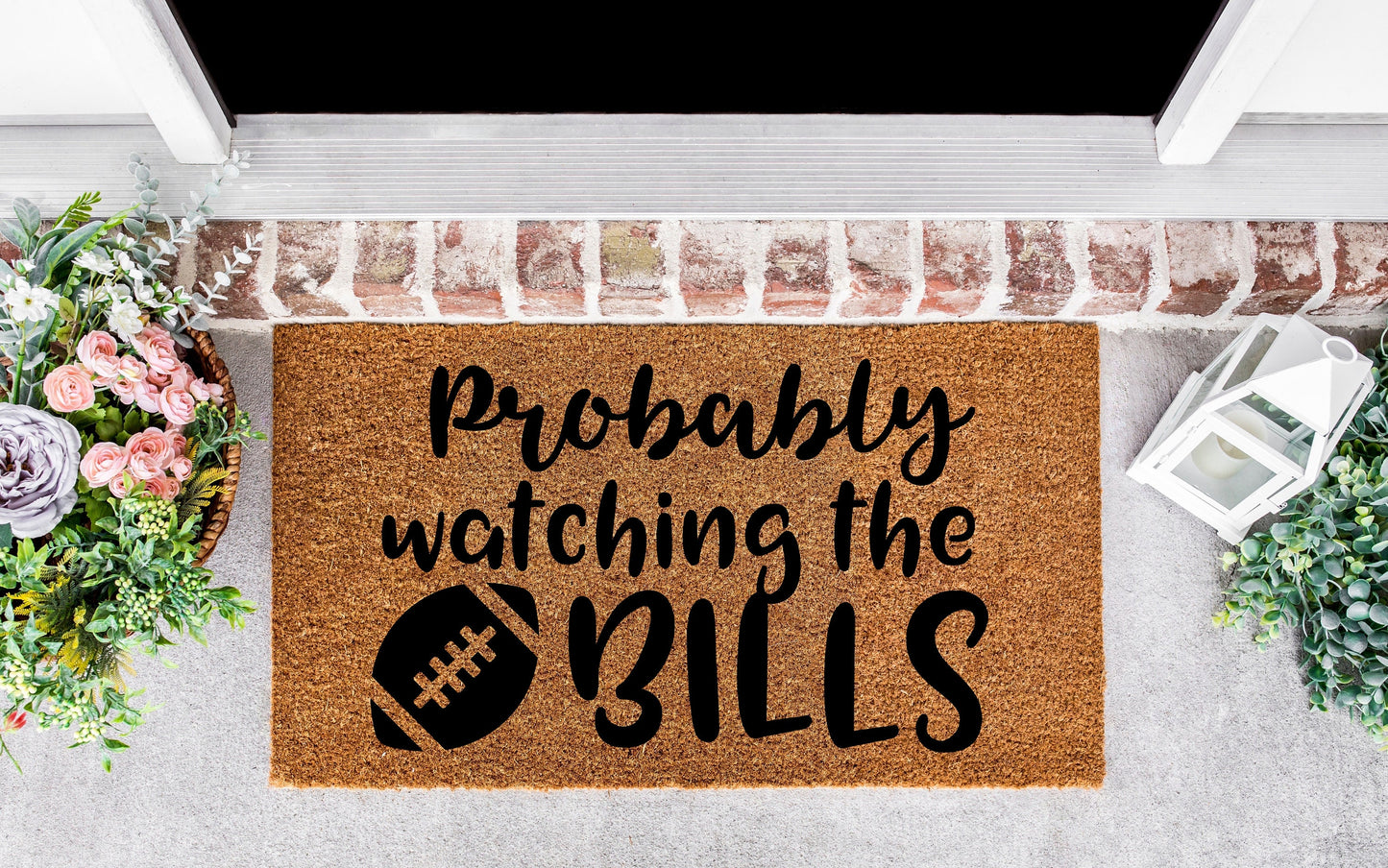 Probably watching the Bills doormat, Buffalo ,Bills, Buffalo ,Bills women, Buffalo ,Bills gifts, the bills decor, Buffalo, Bills football