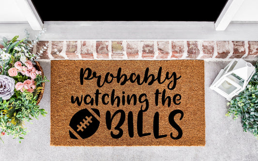 Probably watching the Bills doormat, Buffalo ,Bills, Buffalo ,Bills women, Buffalo ,Bills gifts, the bills decor, Buffalo, Bills football