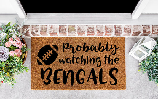 Probably watching the Bengals door hanger, Cinncinnatti ,Bengals, door sign, bengals women, ,bengals gift, bengals, football, gifts