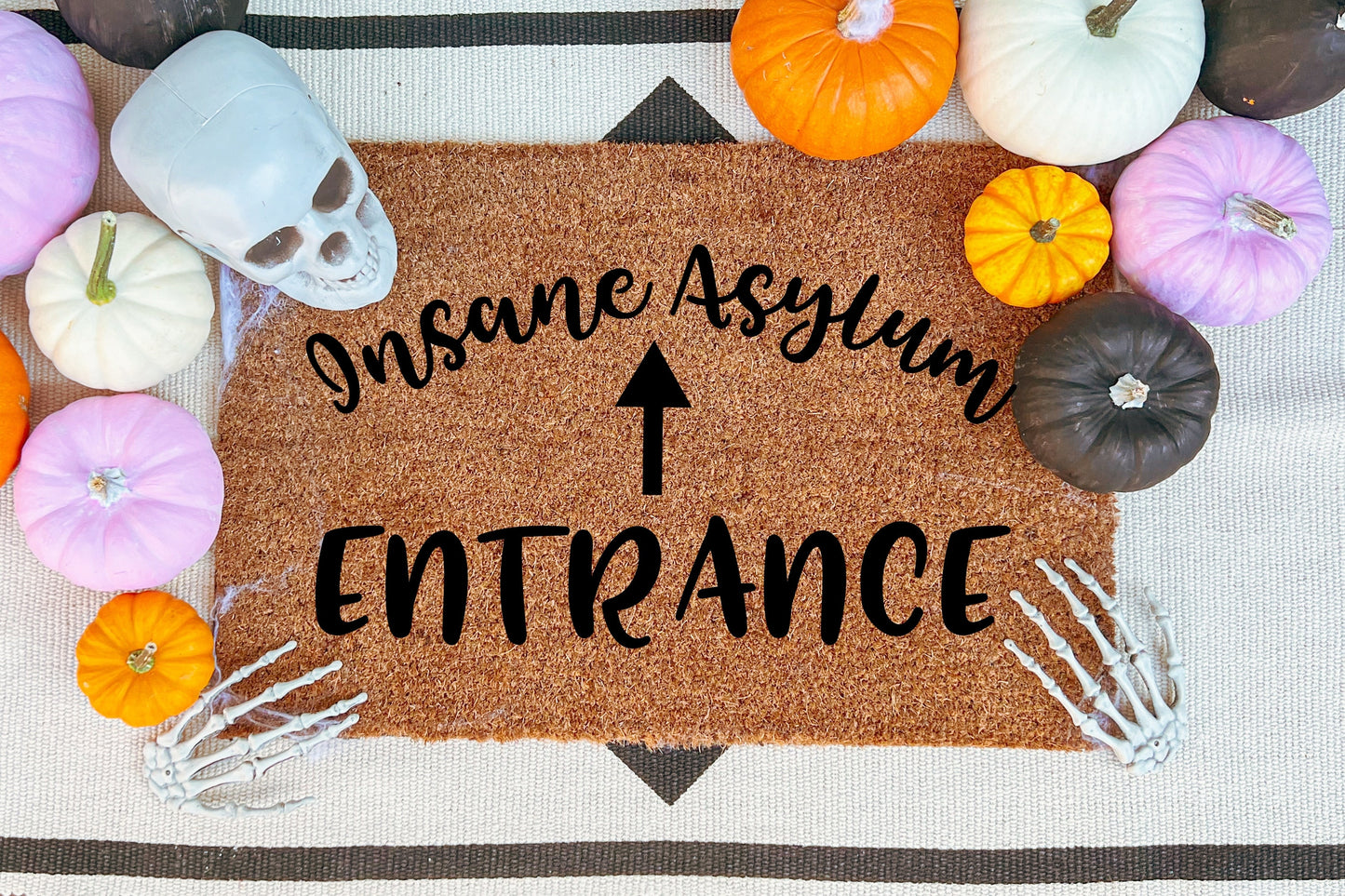 Insane Asylum Entrance sign, doormat funny, doormat halloween, funny doormats, front door sign halloween, halloween doormat