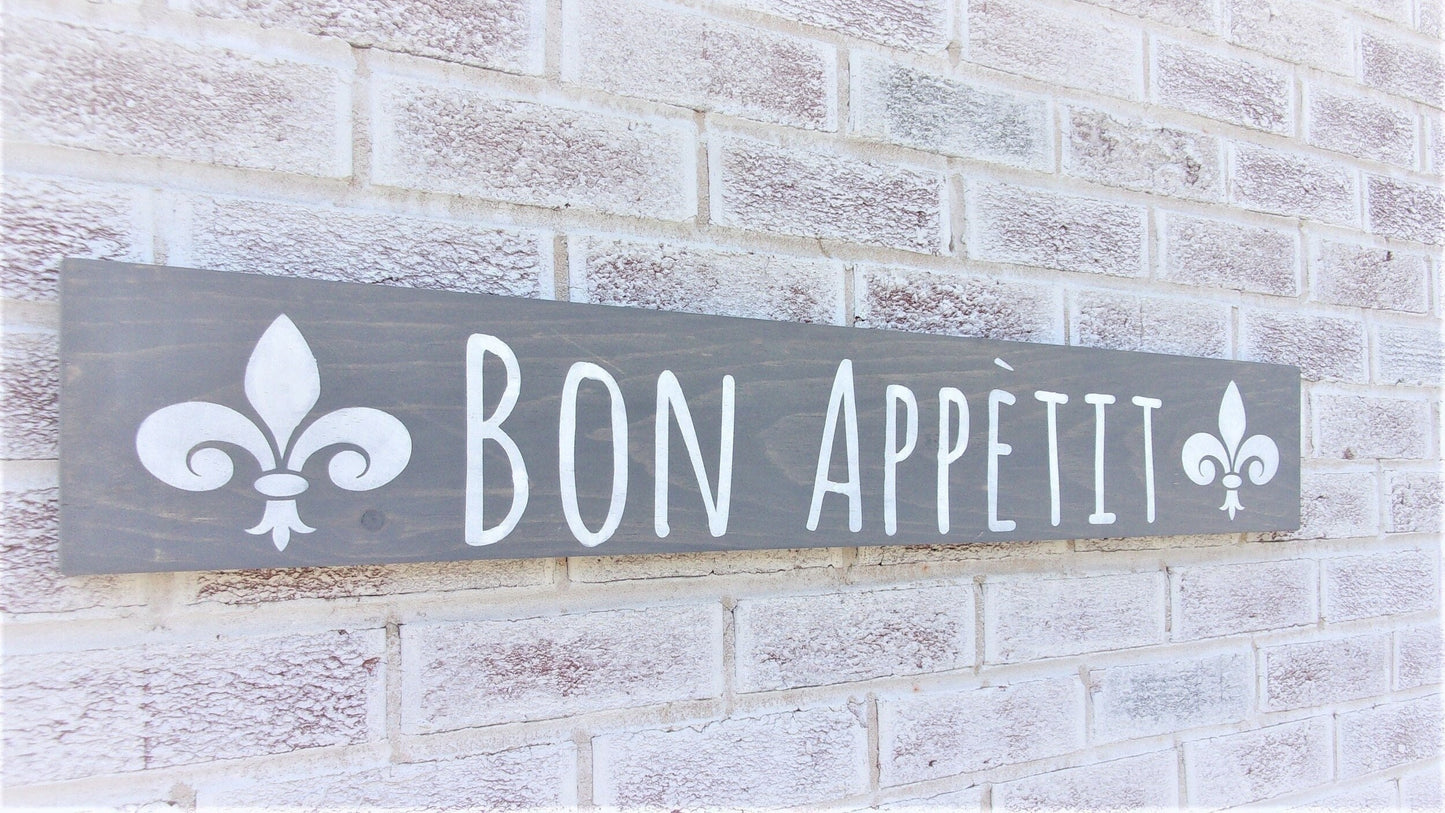 Bon Appetit kitchen sign, Bon Appetit sign, French Country kitchen decor, Bon Appetit kitchen decor, fleur de lis wall decor, French kitchen