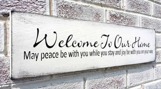 Welcome to our home sign, housewarming party decorations, housewarming party welcome sign, housewarming party decor, peace be with you