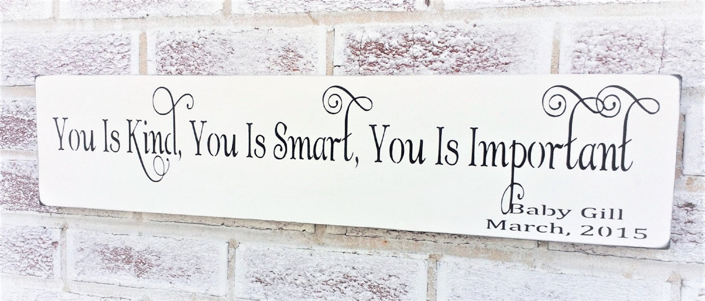 You is kind you is smart you is important, The Help, baby shower gift girl, personalized baby shower gift,African American baby shower gifts