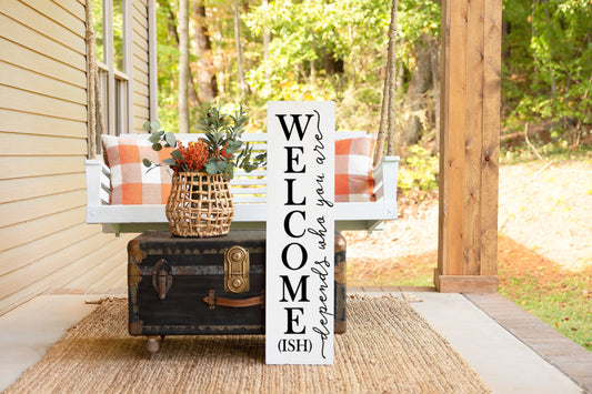 Welcome ish sign, porch sign funny, porch sign vertical, funny porch decor, welcomeish sign, front porch sign funny, porch sign vertical