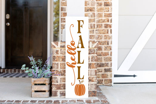Hello Fall sign, porch leaner fall, porch leaner autumn, front porch sign fall, front porch decor fall, hello pumpkin, fall porch decor,