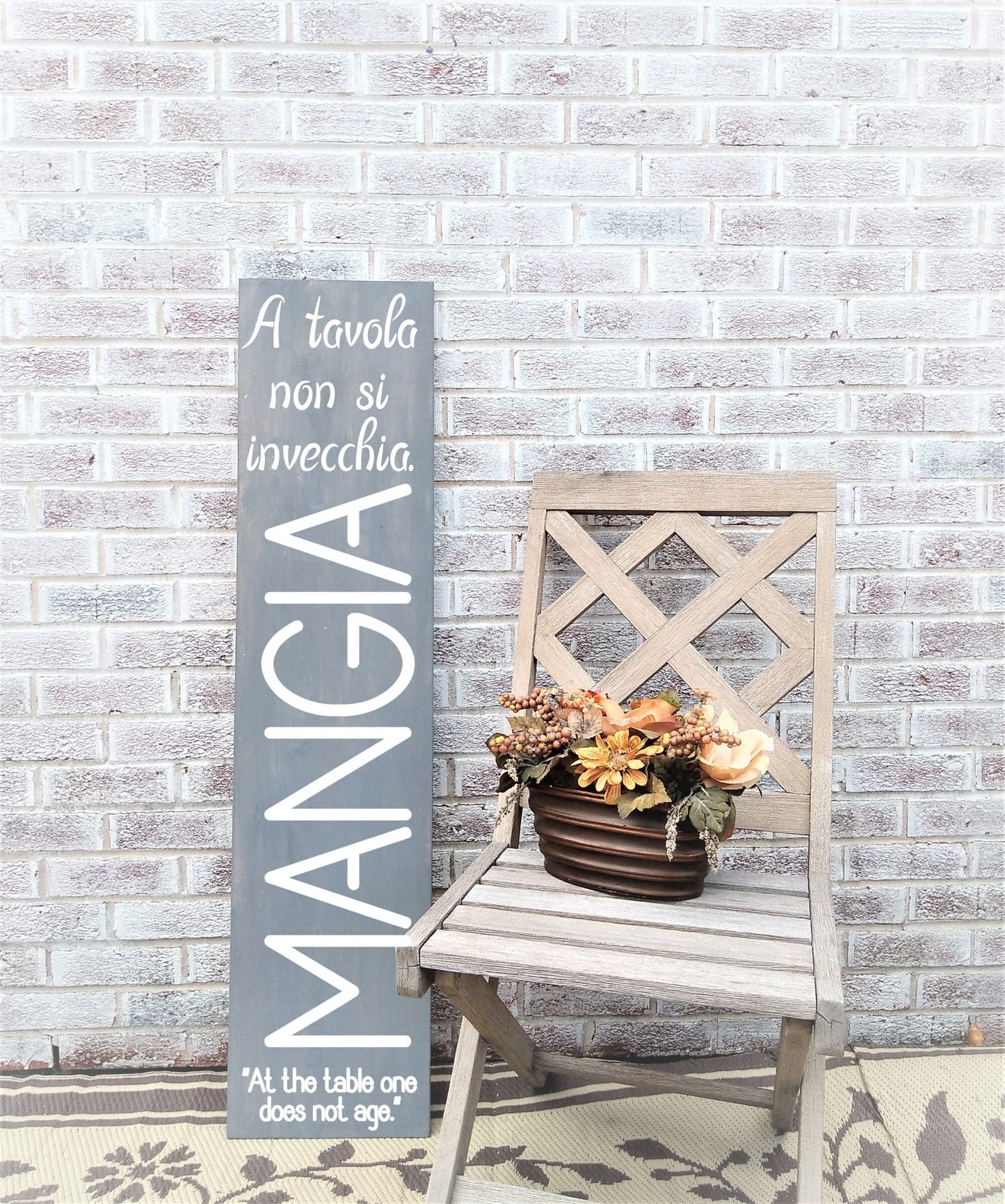 Mangia sign for the kitchen, Italian kitchen sign, Italian kitchen decor, a tavola non si invecchia, tuscan decor, italian kitchen wall art