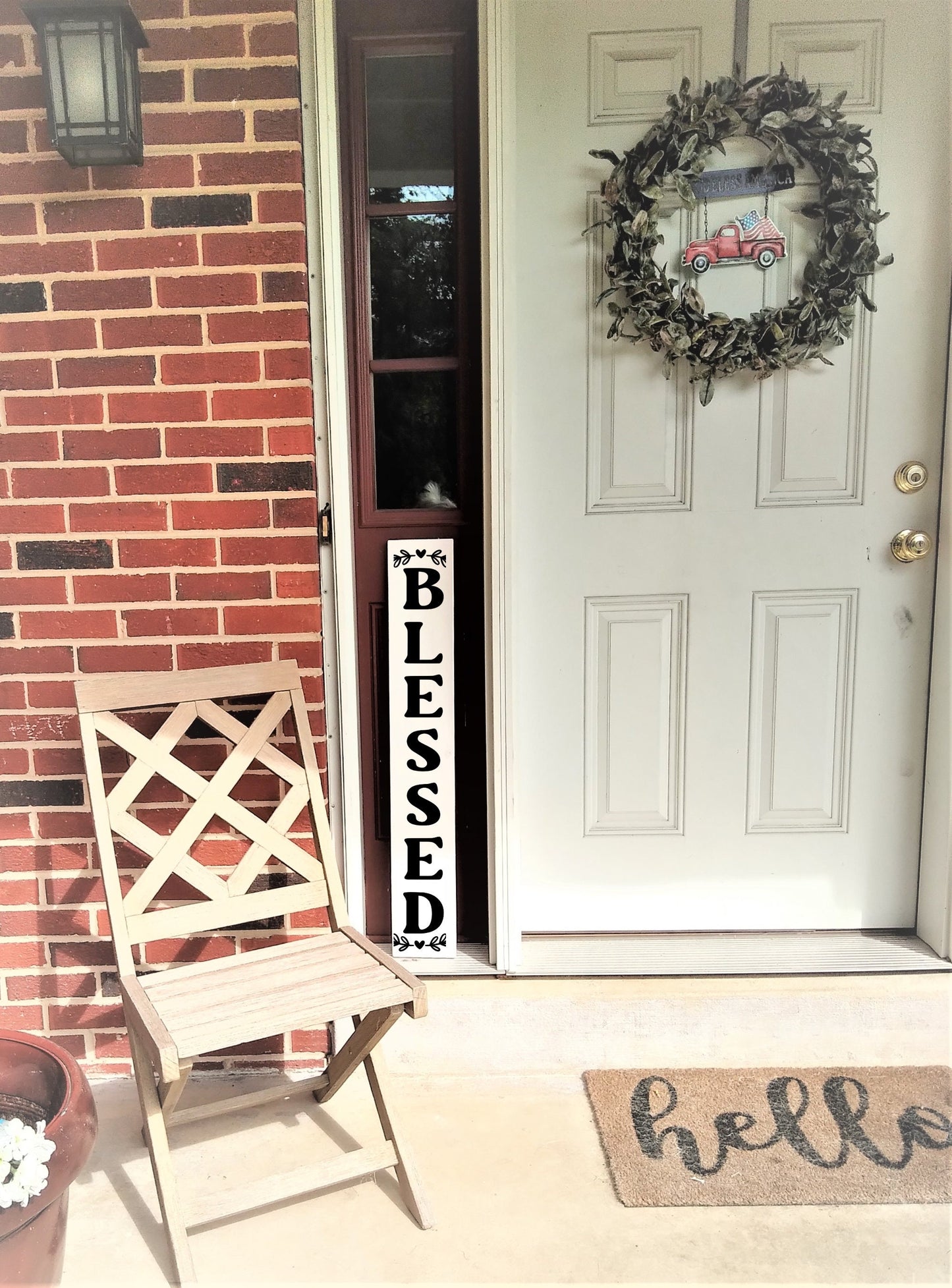 Blessed Sign, porch leaners welcome, porch leaner sign, front porch sign, tall welcome sign, front porch decor, personalized, with name
