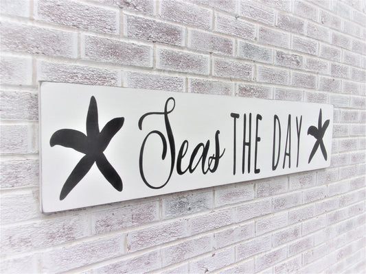 Seas the day sign, Seize the day, beach house signs, beach house decor, seashore decor, seashore sign, starfish decor,, beachy decor, ocean
