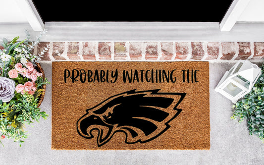 Philadelphia, Eagles, Probably watching the Eagles doormat, Phillies, Eagles gifts,football Christmas gifts, footall gifts, for dad, for men